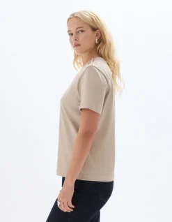 Celio T-shirt en coton épais boutonné - beige^Femme T-Shirts & Tops