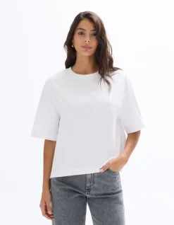 Celio T-shirt en coton épais boxy - blanc^Femme Les Essentiels Aux Meilleurs Prix|T-Shirts & Tops