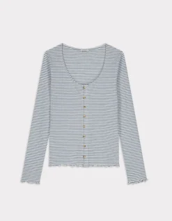 Celio T-shirt en maille côtelée rayée - écru^Femme T-Shirts & Tops