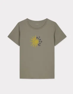 Celio T-shirt imprimé en coton - kaki^Femme T-Shirts & Tops