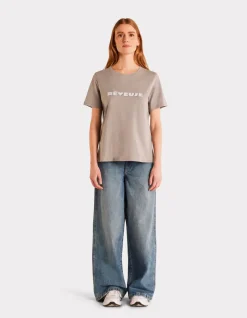 Celio T-shirt imprimé métallique à col rond - gris^Femme T-Shirts & Tops