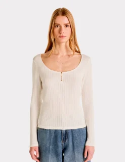 Celio T-shirt maille pointelle - écru^Femme T-Shirts & Tops