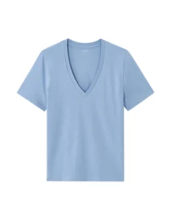 Celio T-shirt manches courtes à col v - bleu^Femme T-Shirts & Tops