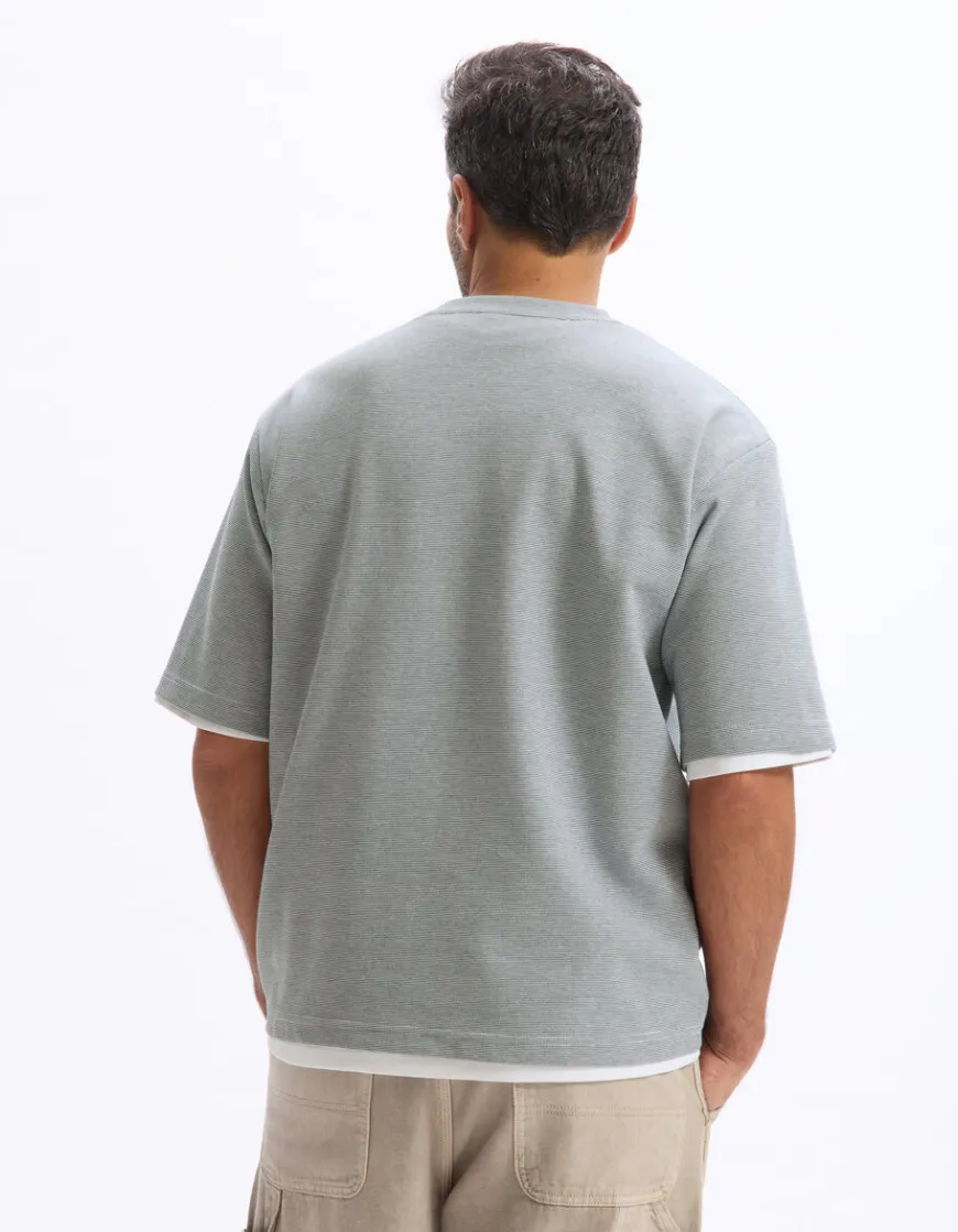 Celio T-shirt oversize col rond rayé -^Homme T-Shirts