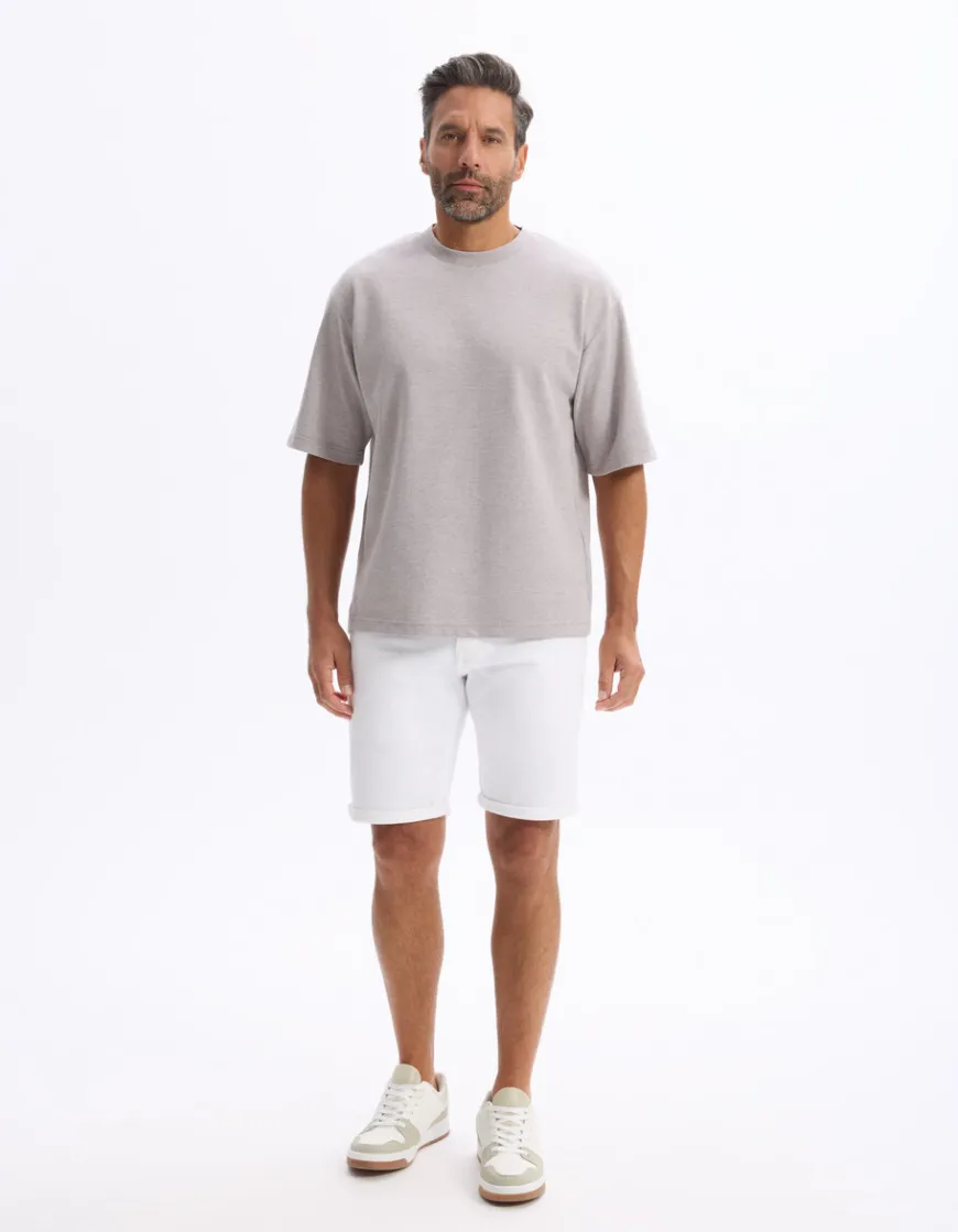 Celio T-shirt oversize col rond rayé - taupe^Homme T-Shirts