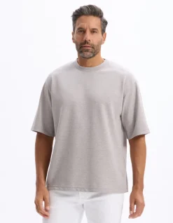 Celio T-shirt oversize col rond rayé - taupe^Homme T-Shirts