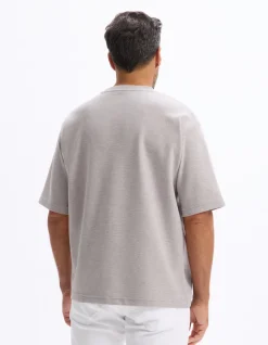 Celio T-shirt oversize col rond rayé - taupe^Homme T-Shirts