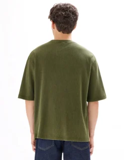 Celio T-shirt oversize col rond 100% coton gaufré - kaki^Homme T-Shirts