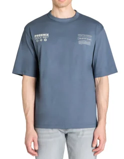 Celio T-shirt oversize col rond 100% coton - bleu^Homme T-Shirts
