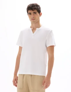 Celio T-shirt regular col Henley gaufré 100% coton -^Homme T-Shirts
