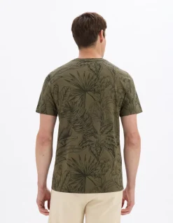 Celio T-shirt regular col rond 100% coton fleuri - kaki^Homme T-Shirts
