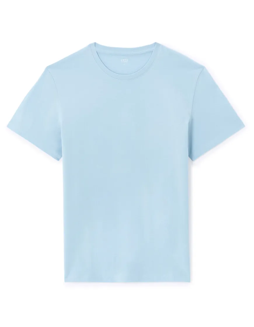 Celio T-shirt regular col rond 100% coton - bleu clair^Homme T-Shirts