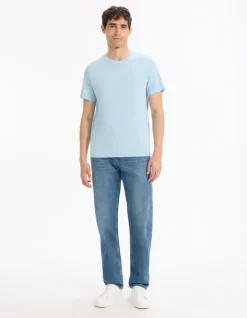 Celio T-shirt regular col rond 100% coton - bleu clair^Homme T-Shirts