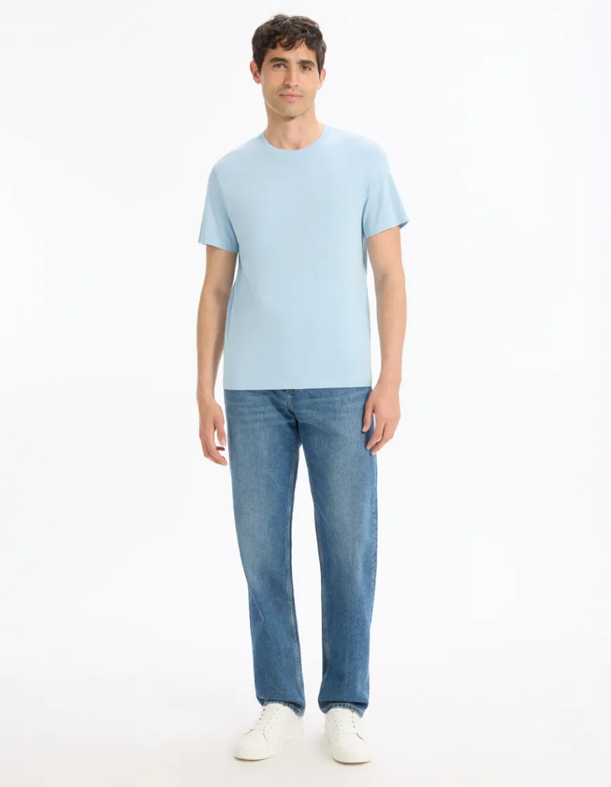 Celio T-shirt regular col rond 100% coton - bleu clair^Homme T-Shirts