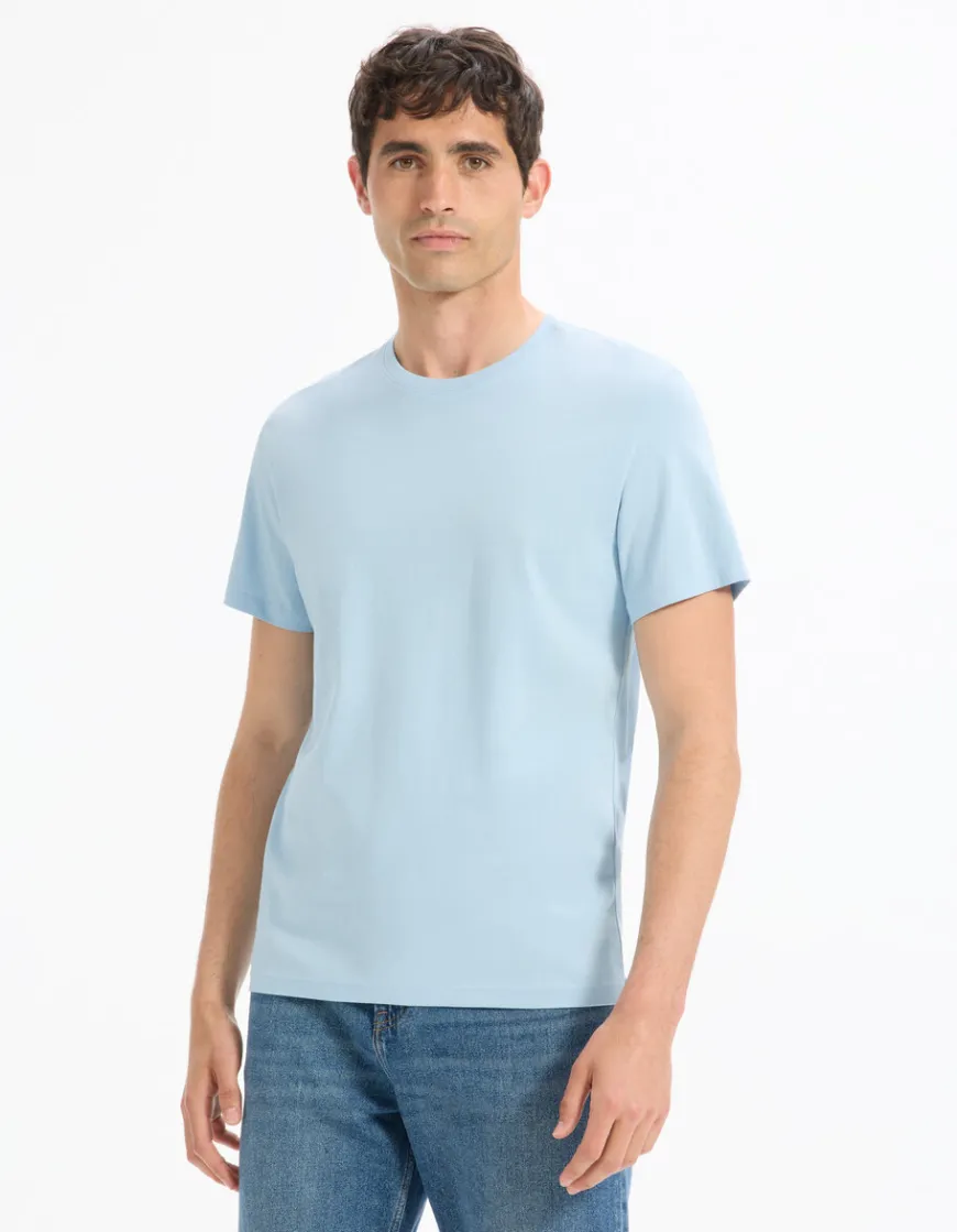 Celio T-shirt regular col rond 100% coton - bleu clair^Homme T-Shirts