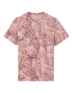 Celio T-shirt regular col rond 100% coton fleuri - rose^Homme T-Shirts