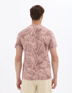 Celio T-shirt regular col rond 100% coton fleuri - rose^Homme T-Shirts