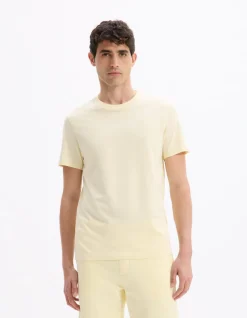 Celio T-shirt regular col rond 100% coton - jaune^Homme T-Shirts