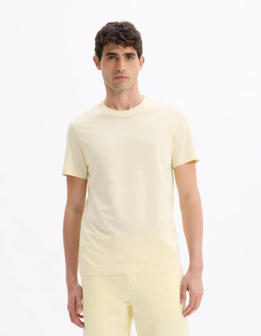 Celio T-shirt regular col rond 100% coton - jaune^Homme T-Shirts