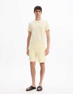 Celio T-shirt regular col rond 100% coton - jaune^Homme T-Shirts