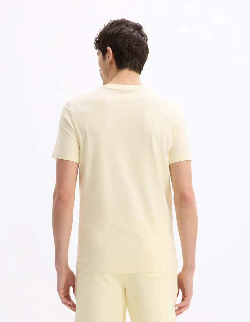 Celio T-shirt regular col rond 100% coton - jaune^Homme T-Shirts