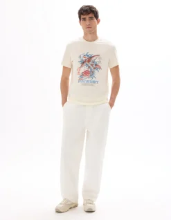 Celio T-shirt regular col rond 100% coton imprimé asie - écru^Homme T-Shirts