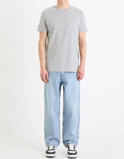Celio T-shirt regular col rond coton mélangé + long - gris chiné^Homme T-Shirts