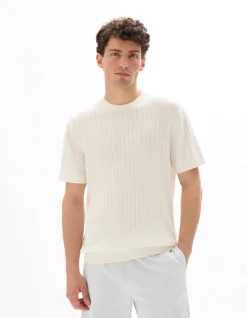 Celio T-shirt regular col rond en maille - écru^Homme T-Shirts