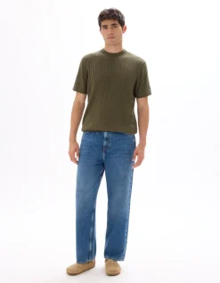 Celio T-shirt regular col rond en maille - kaki^Homme T-Shirts