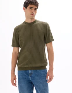 Celio T-shirt regular col rond en maille - kaki^Homme T-Shirts