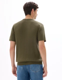 Celio T-shirt regular col rond en maille - kaki^Homme T-Shirts