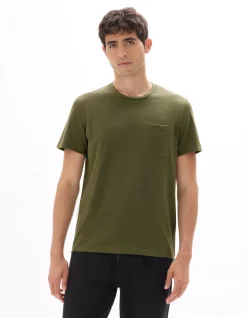 Celio T-shirt regular col rond reliéfé - kaki foncé^Homme T-Shirts