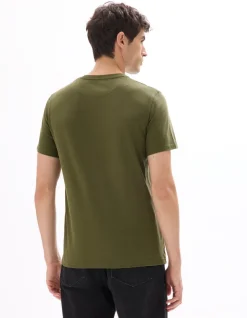 Celio T-shirt regular col rond reliéfé - kaki foncé^Homme T-Shirts