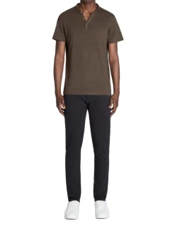 Celio T-shirt regular col tunisien coton mélangé - marron^Homme T-Shirts