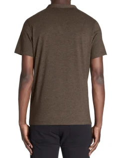 Celio T-shirt regular col tunisien coton mélangé - marron^Homme T-Shirts