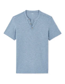 Celio T-shirt regular col tunisien coton mélangé - bleu^Homme T-Shirts