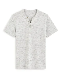 Celio T-shirt regular col tunisien coton mélangé - gris^Homme T-Shirts