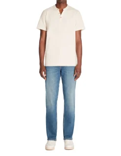 Celio T-shirt regular col tunisien coton mélangé - écru^Homme T-Shirts