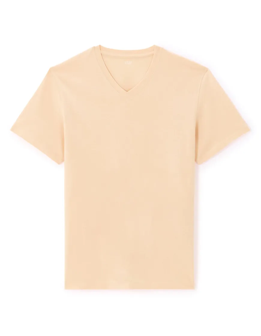 Celio T-shirt regular col v 100% coton - orange^Homme T-Shirts