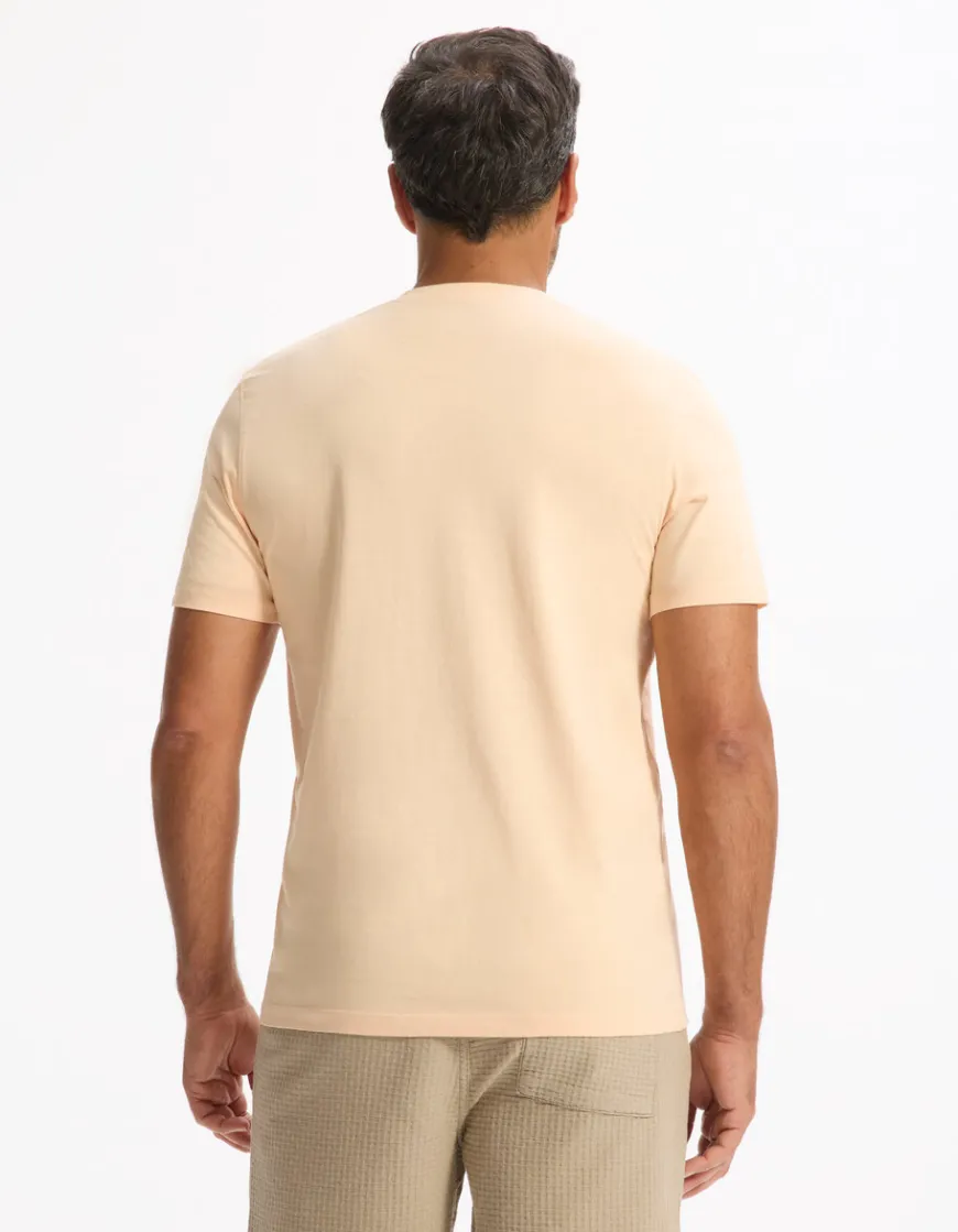 Celio T-shirt regular col v 100% coton - orange^Homme T-Shirts