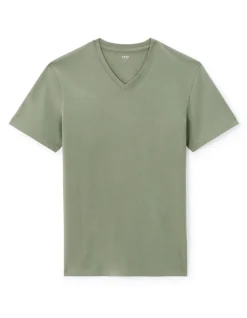 Celio T-shirt regular col v 100% coton - vert^Homme T-Shirts
