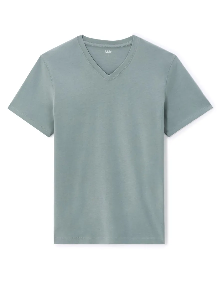 Celio T-shirt regular col v 100% coton -^Homme T-Shirts