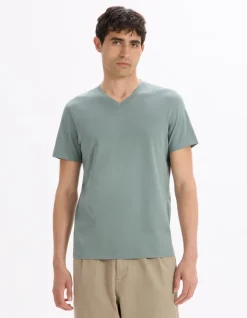 Celio T-shirt regular col v 100% coton -^Homme T-Shirts