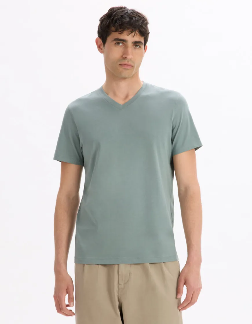 Celio T-shirt regular col v 100% coton -^Homme T-Shirts