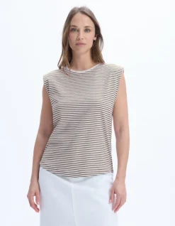 Celio T-shirt sans manches à rayures - kaki^Femme T-Shirts & Tops