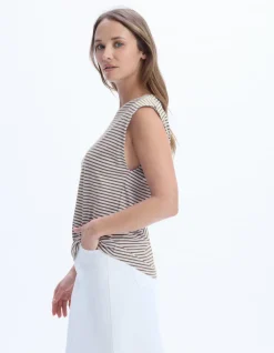 Celio T-shirt sans manches à rayures - kaki^Femme T-Shirts & Tops