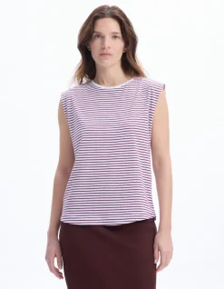 Celio T-shirt sans manches à rayures - bordeaux^Femme T-Shirts & Tops