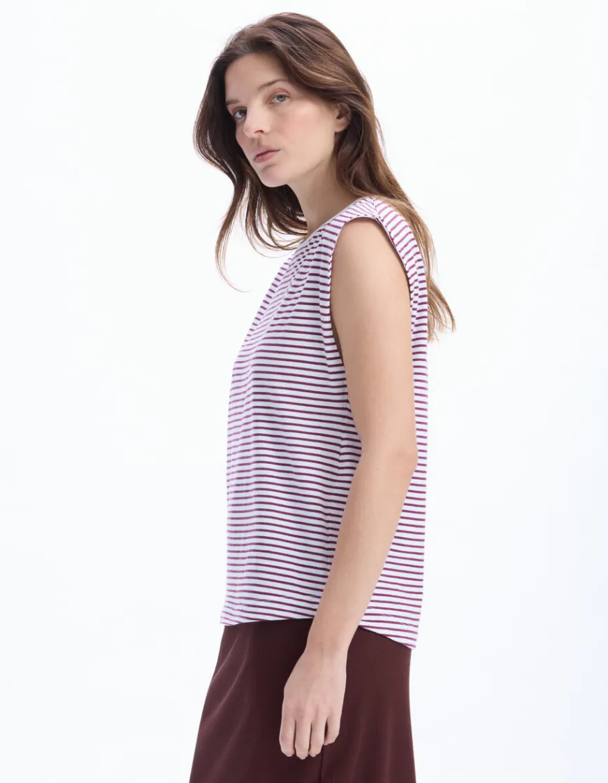 Celio T-shirt sans manches à rayures - bordeaux^Femme T-Shirts & Tops