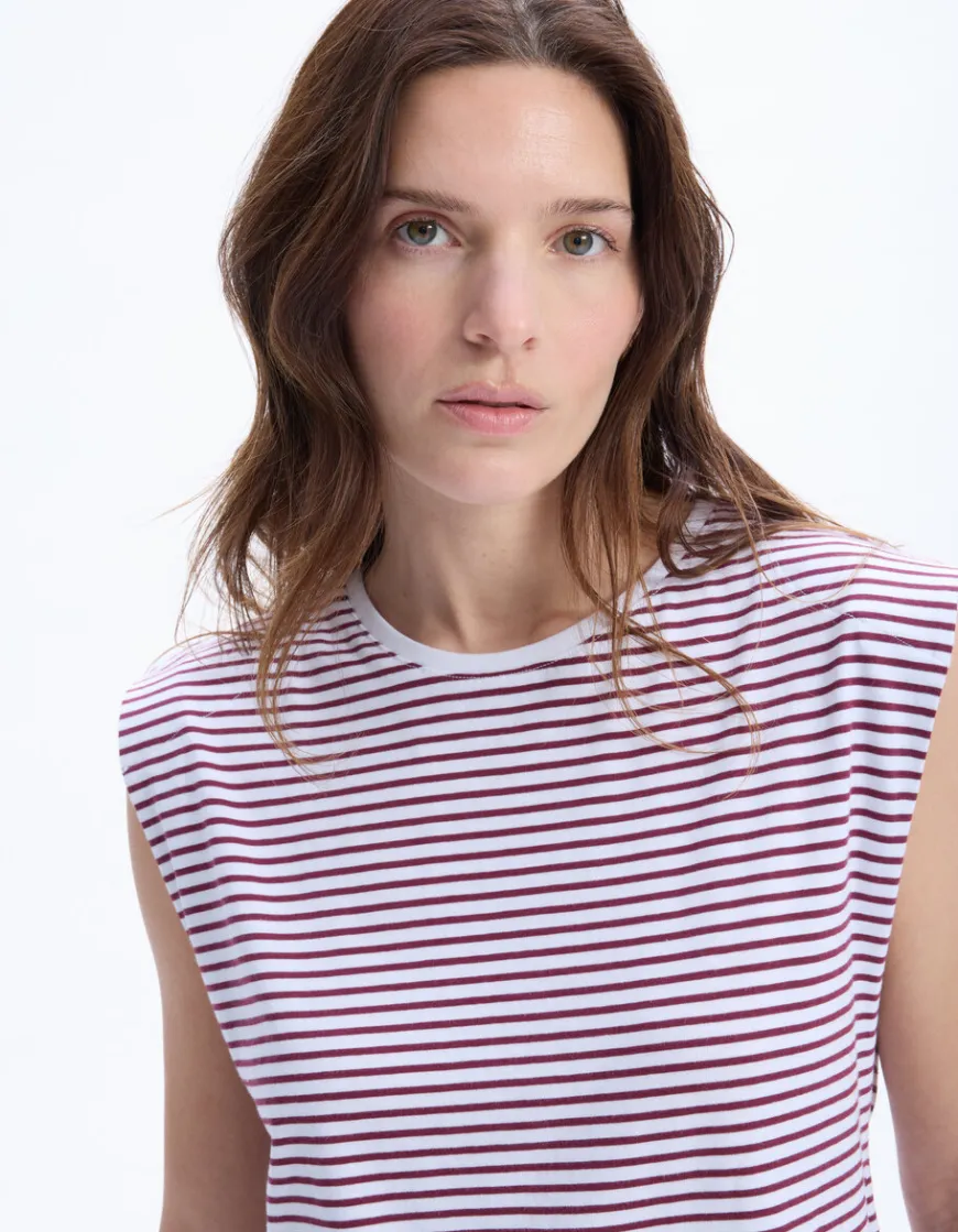 Celio T-shirt sans manches à rayures - bordeaux^Femme T-Shirts & Tops