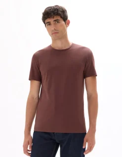Celio T-shirt slim col rond en coton stretch - bordeaux^Homme T-Shirts